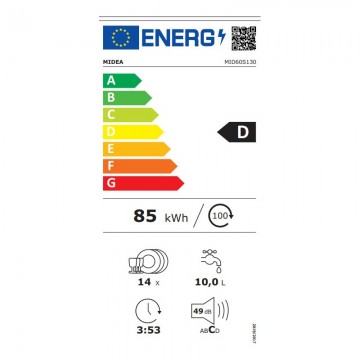 Midea MID60S130 Εντοιχιζόμενο Πλυντήριο Πιάτων 59.8cm για 14 Σερβίτσια Inox